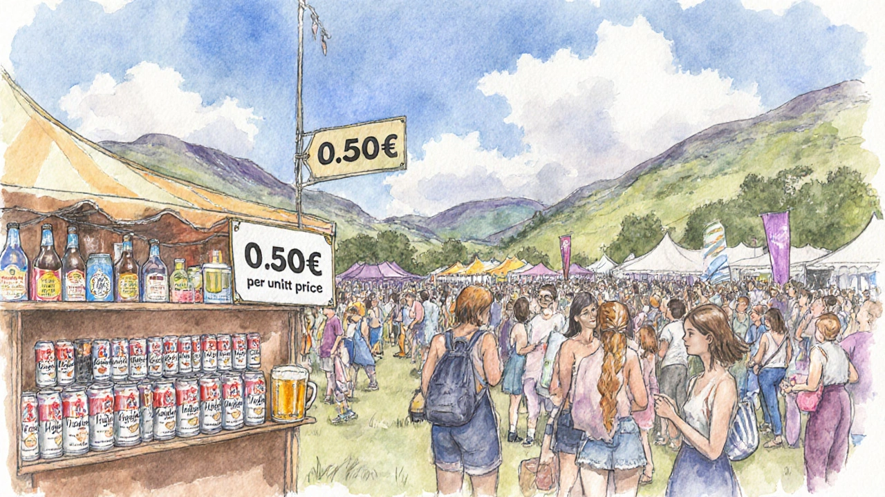 Festival stall highlights minimum price, youths choose lower‑alcohol drinks.