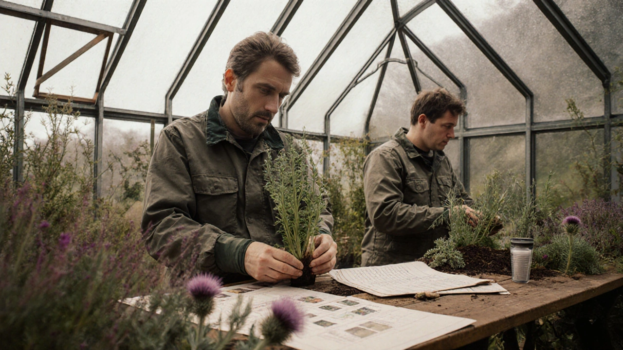 Botanists propagating rare Scots lovage in Inveraray Castle&#039;s alpine garden.