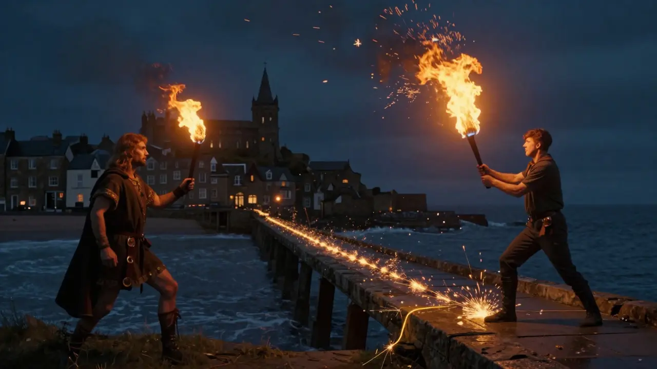 Artistic blend of ancient and modern fireball traditions in Stonehaven
