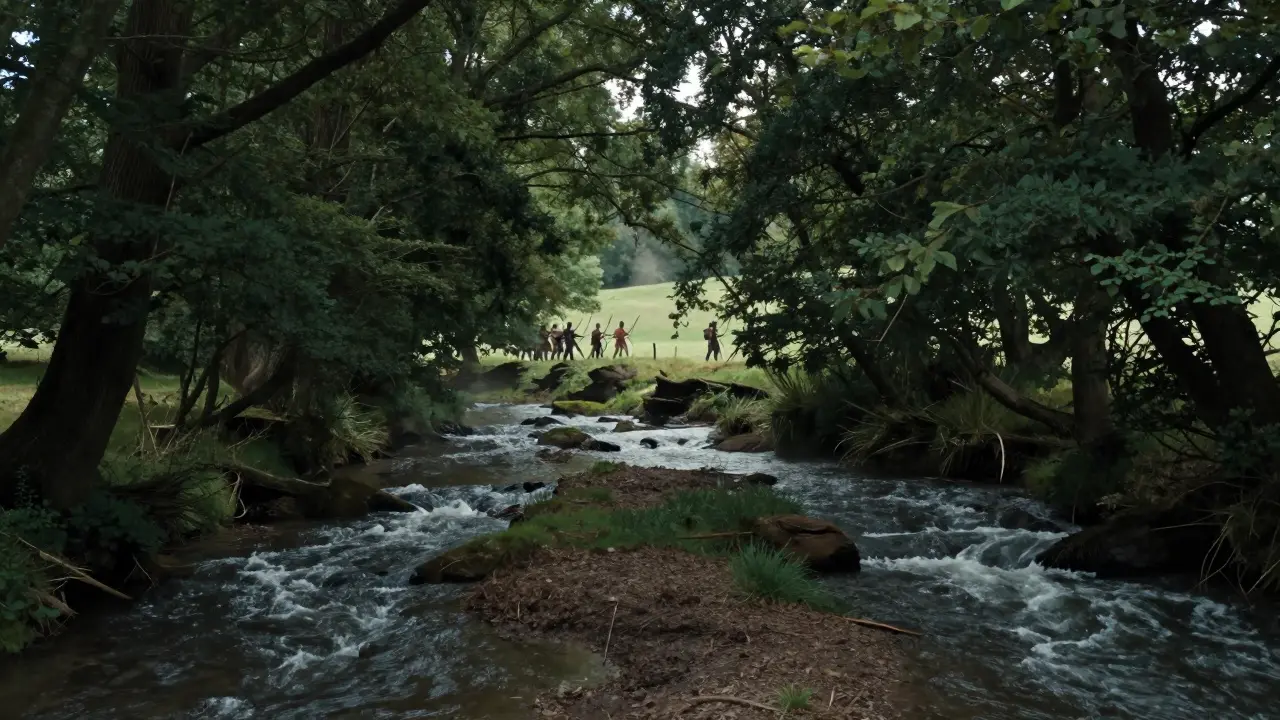 The strategic landscape of Bannockburn featuring streams and the Devil's Wood forest