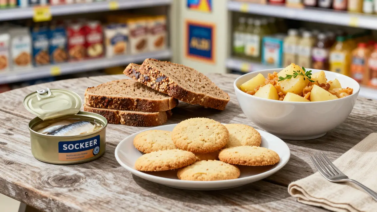 Budget Scottish food picnic with herring and shortbread