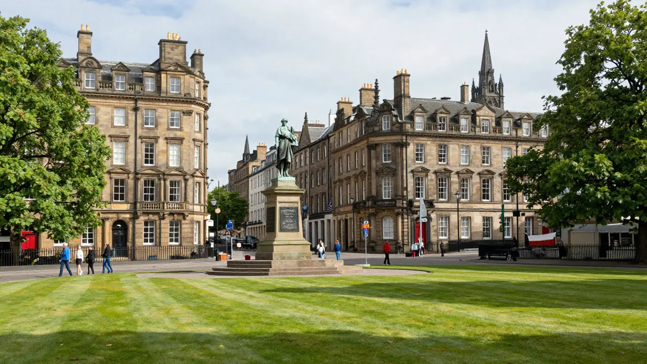George Square in Glasgow featuring Georgian architecture and statues