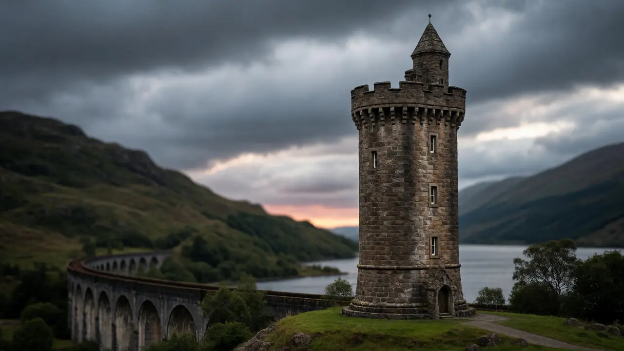 Glenfinnan Monument with viaduct in background