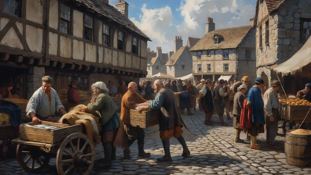 Medieval merchants trading in a Scottish burgh